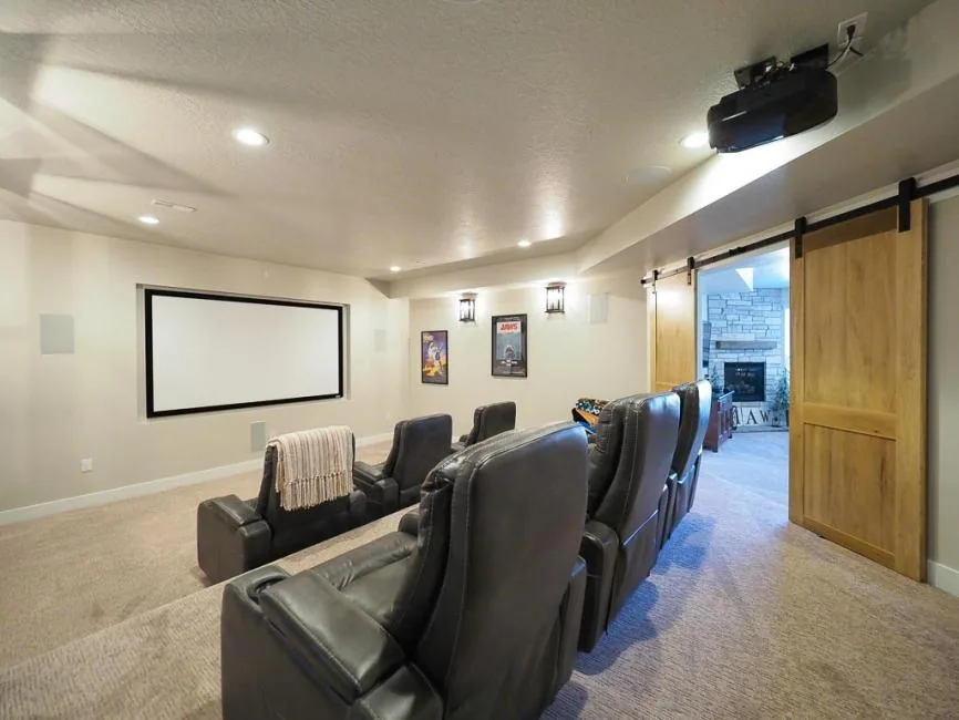 Theater room at Lehi Custom in Lehi, Utah